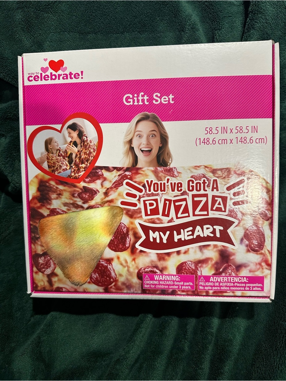 You've Got a Pizza My Heart Pink Throw Blanket - Gift Set